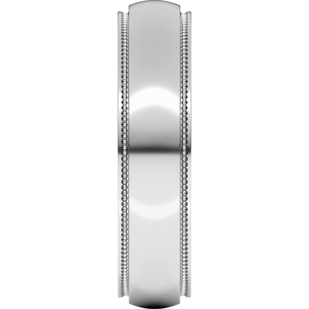 14K White Gold 5 mm Milgrain Stepped-Edge Half Round Band Size 9