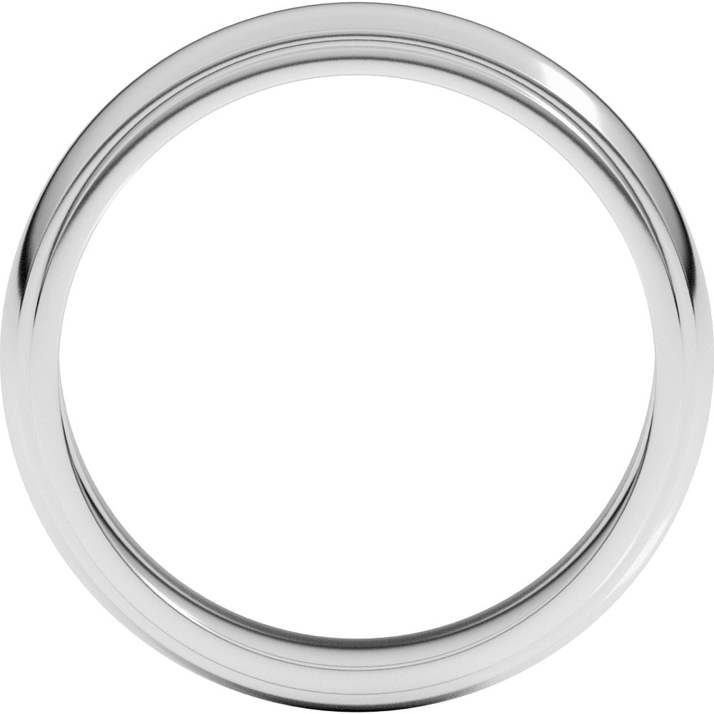 10K White Gold 6 mm Milgrain Stepped-Edge Half Round Band Size 12