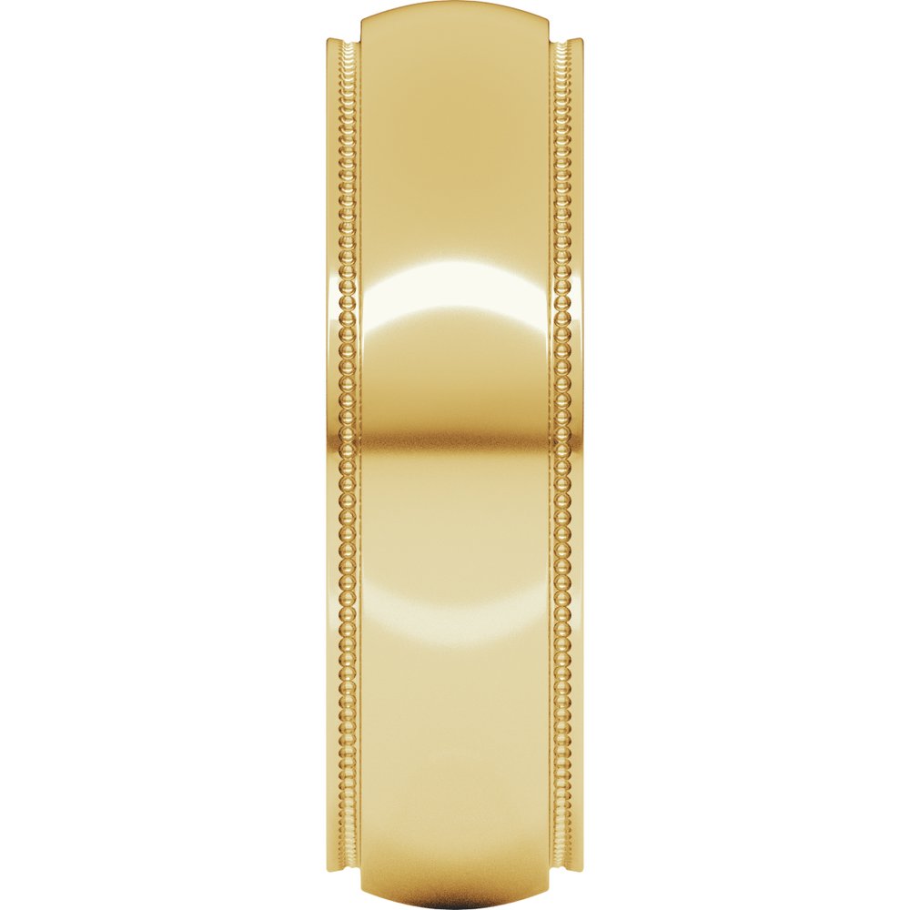18K Yellow Gold 6 mm Milgrain Stepped-Edge Half Round Band Size 8.5