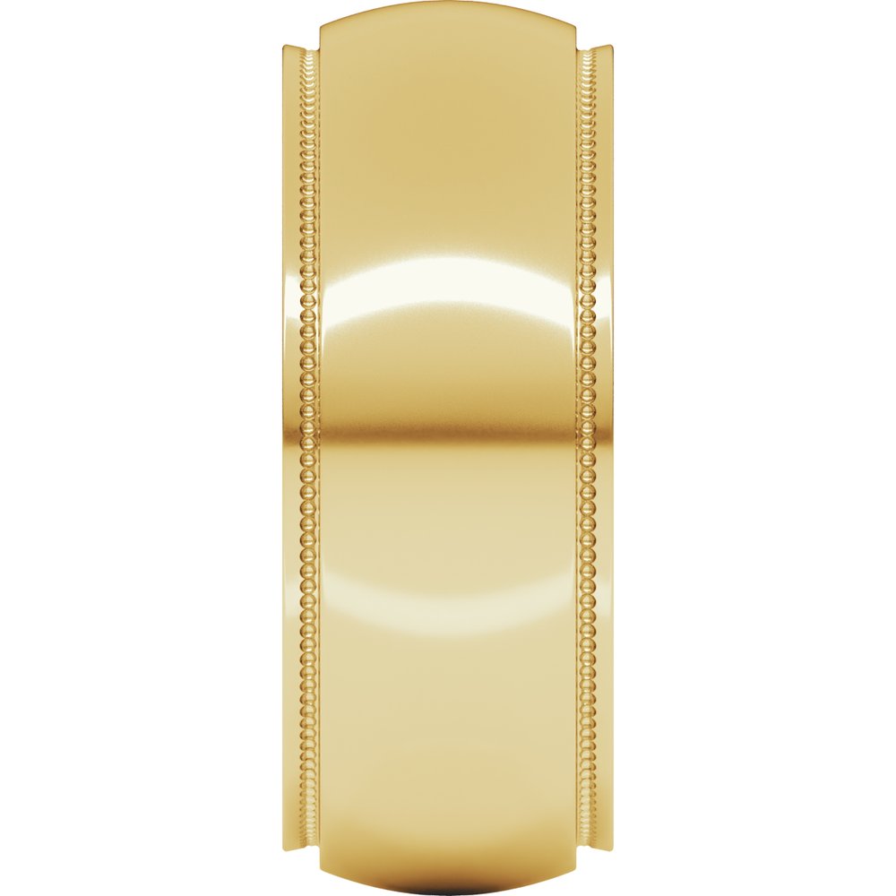 18K Yellow Gold 8 mm Milgrain Stepped-Edge Half Round Band Size 9.5