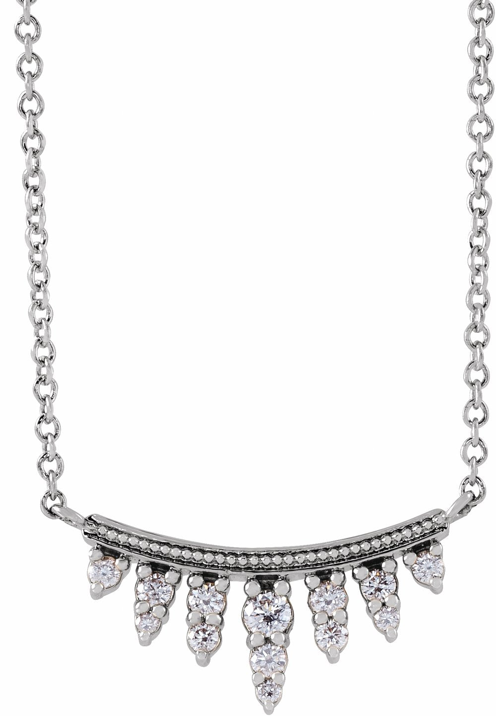 14K White Gold 1/6 CTW Natural Diamond Bar 18" Necklace