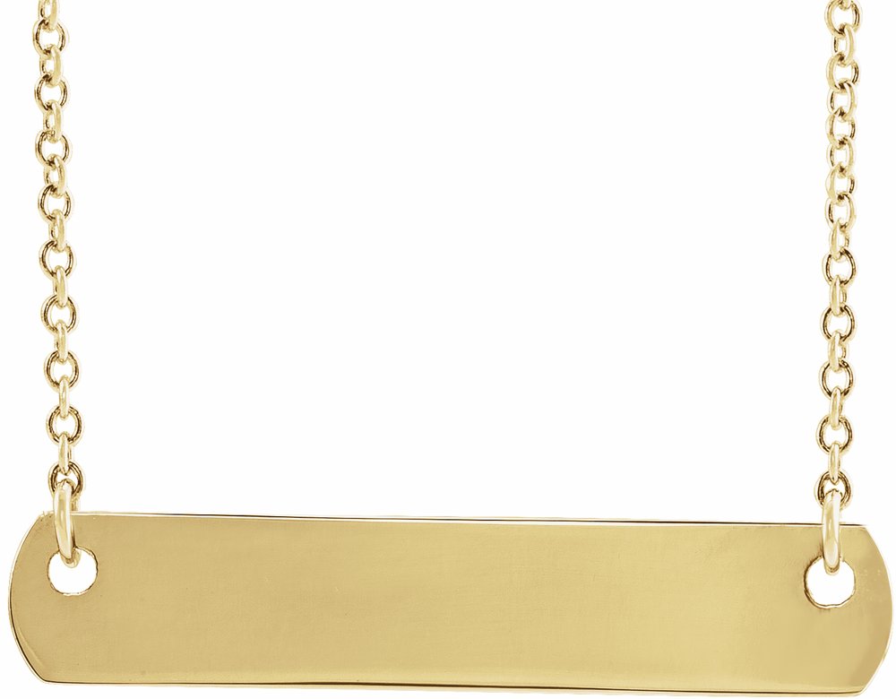 14K Yellow Gold Engravable Bar 18" Necklace