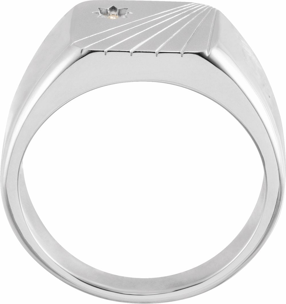 Sterling Silver .015 CT Natural Diamond Signet Ring
