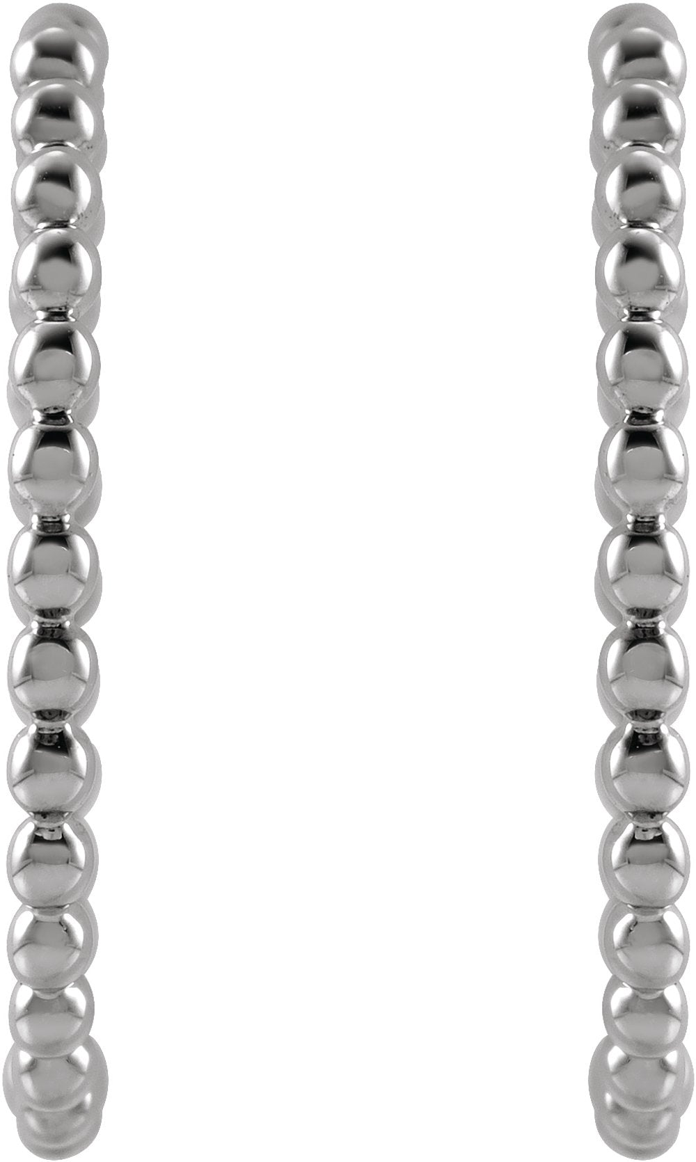 14K White Gold Beaded 20 mm Hoop Earrings