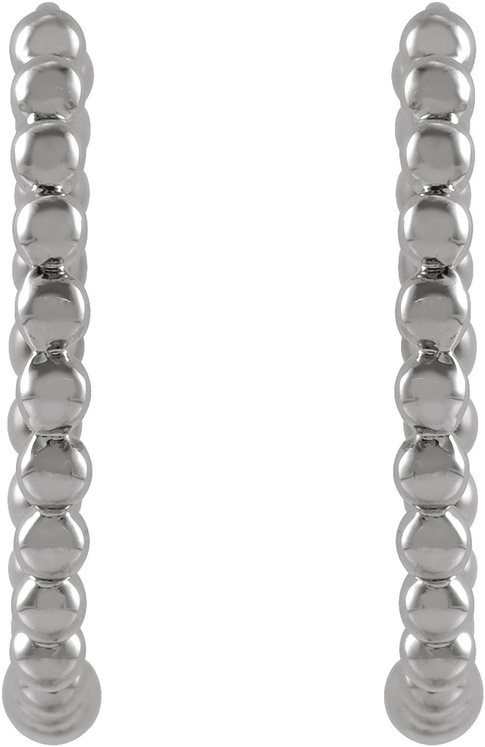 14K White Gold Beaded 15 mm Hoop Earrings