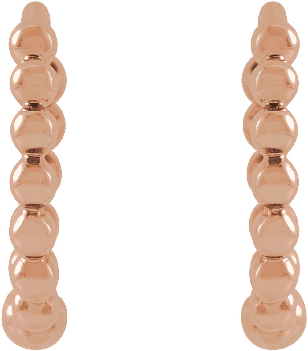 14K Rose Gold Beaded 11 mm Hoop Earrings