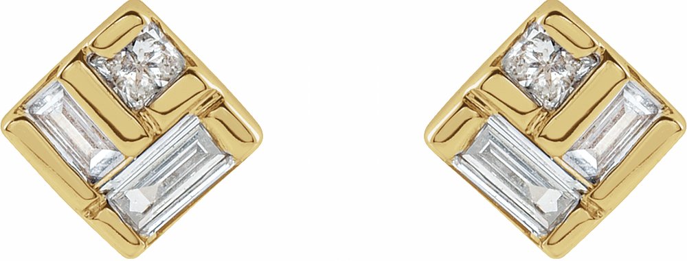 14K Yellow 1/6 CTW Natural Diamond Geometric Earrings