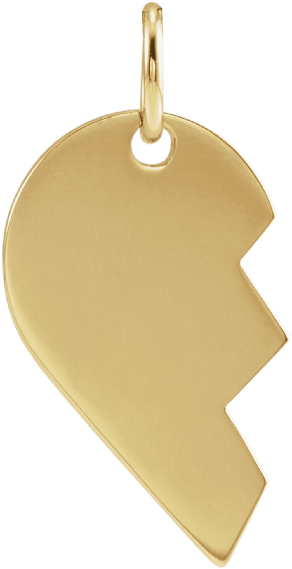 14K Yellow Gold 17x10 mm Right Broken Heart Pendant