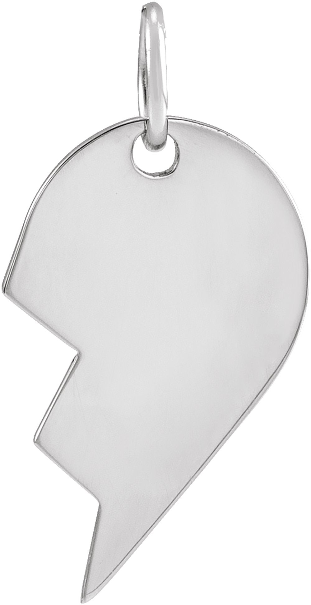 Sterling Silver 17x10 mm Left Broken Heart Pendant