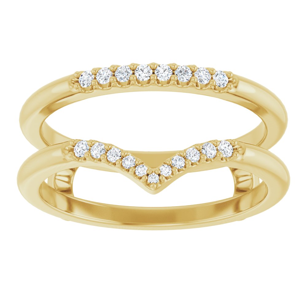 14K Yellow Gold 1/8 CTW Natural Diamond Half Tapered V Ring Guard