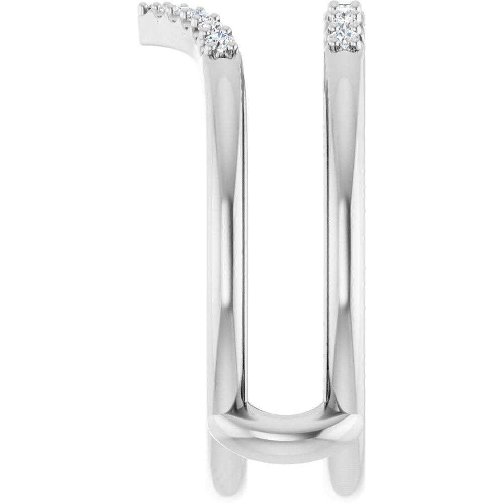 14K White Gold 1/8 CTW Natural Diamond Half Tapered V Ring Guard