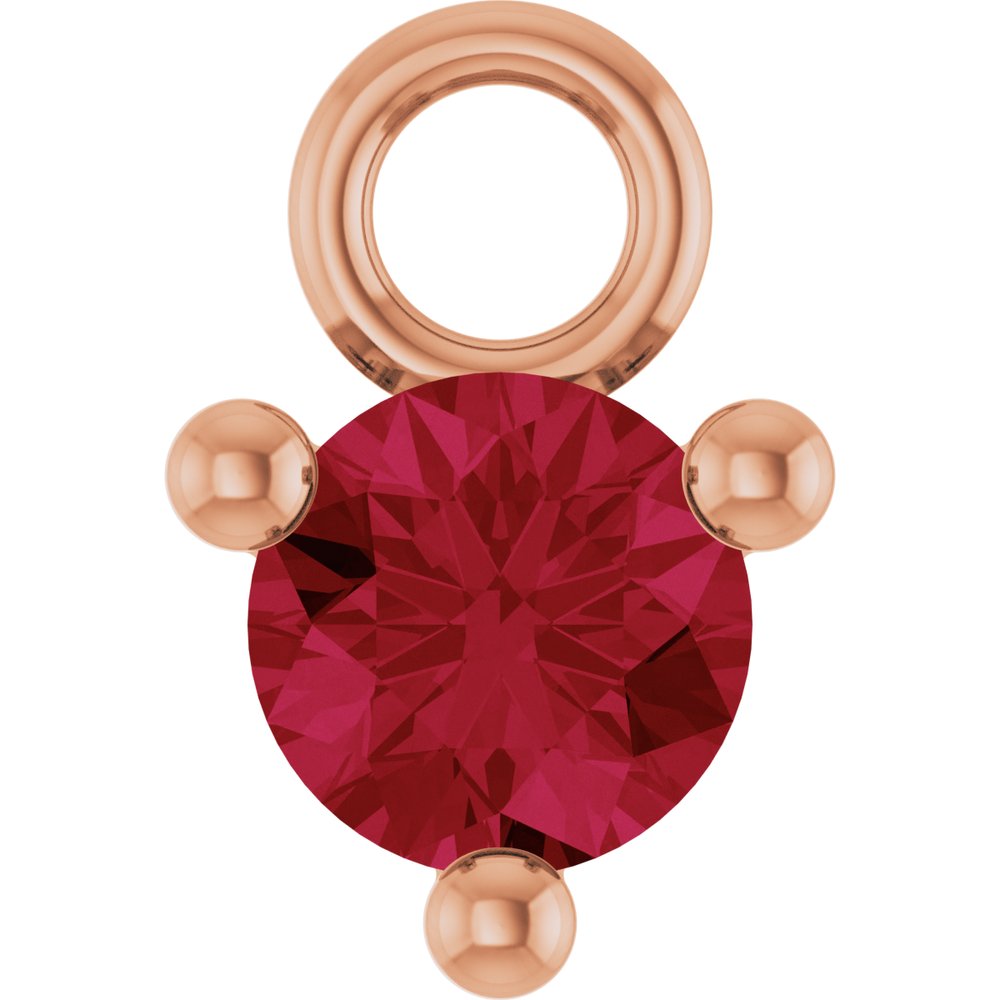 14K Rose Petite Pavé™ 1/10 CT Natural Ruby Dangle