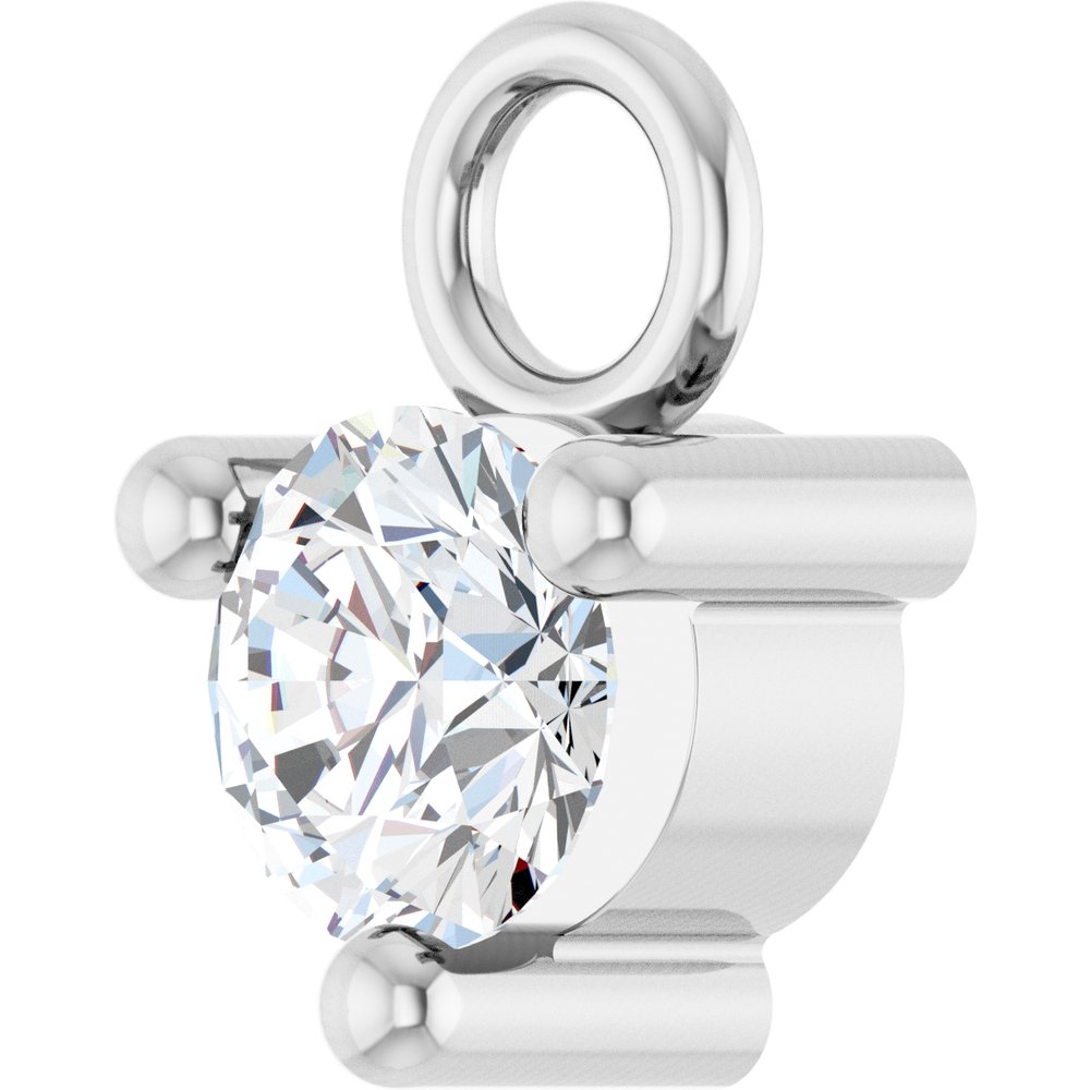 14K White Petite Pavé™ 1/10 CT Natural White Sapphire Dangle