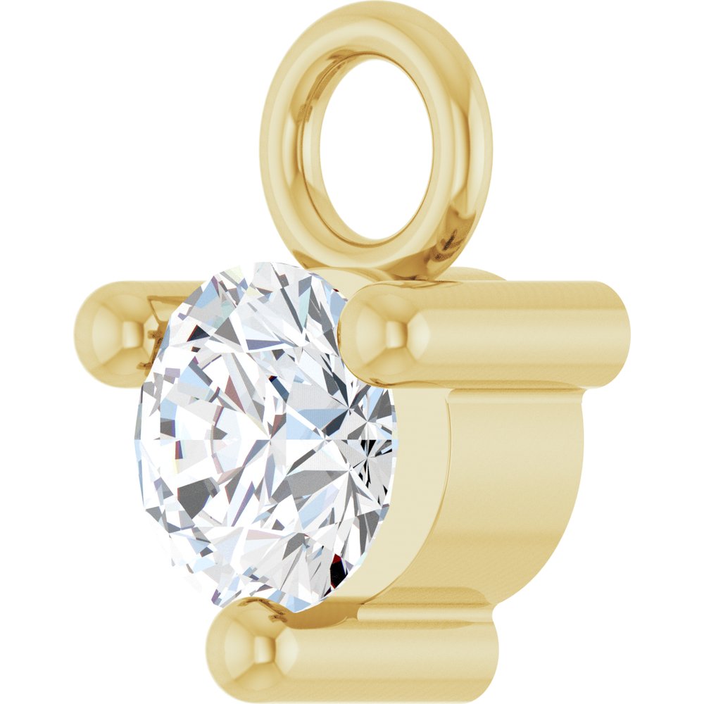 14K Yellow Petite Pavé™ 1/10 CT Natural White Sapphire Dangle