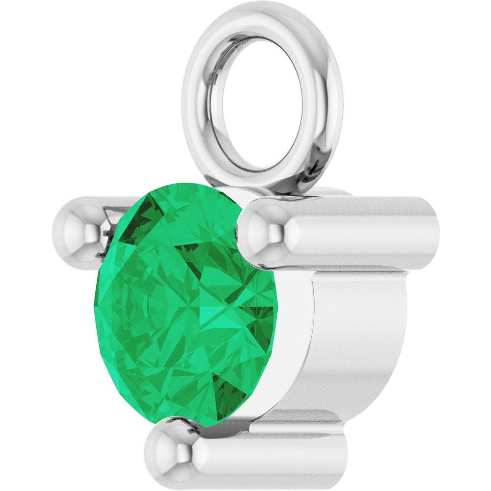 14K White Petite Pavé™ 1/10 CT Lab-Grown Emerald Dangle