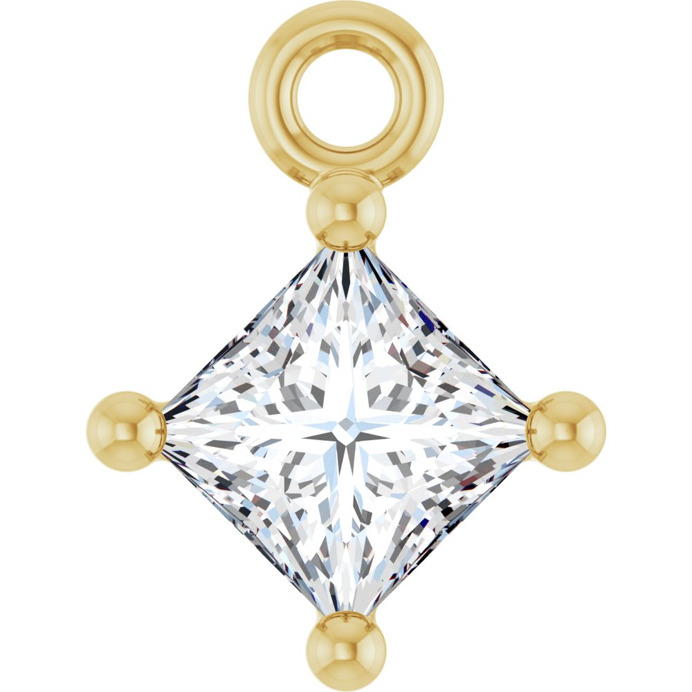 14K Yellow 1/6 CT Lab-Grown Diamond 4-Prong Dangle