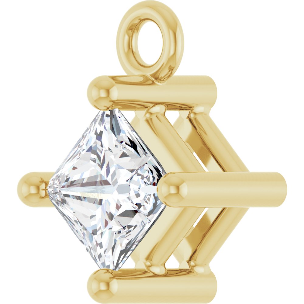 14K Yellow 1/6 CT Natural Diamond Basket Dangle