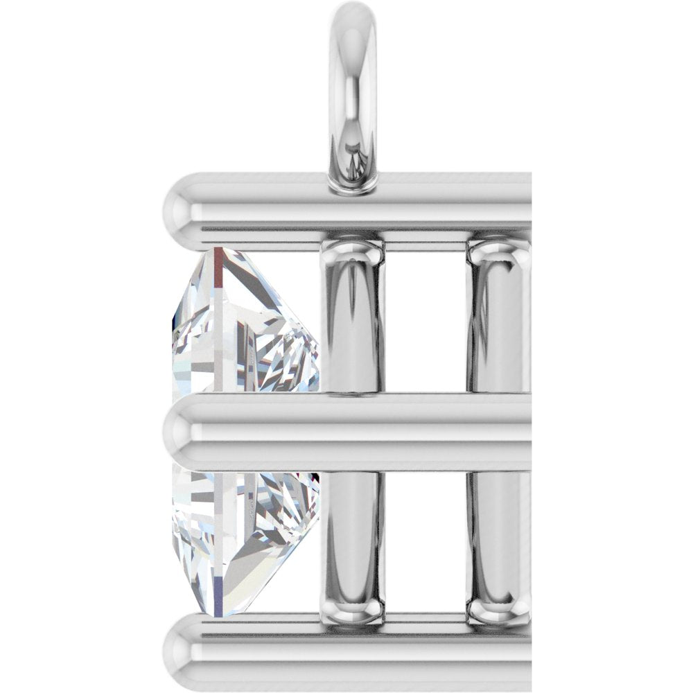 14K White 1/6 CT Natural Diamond Basket Dangle