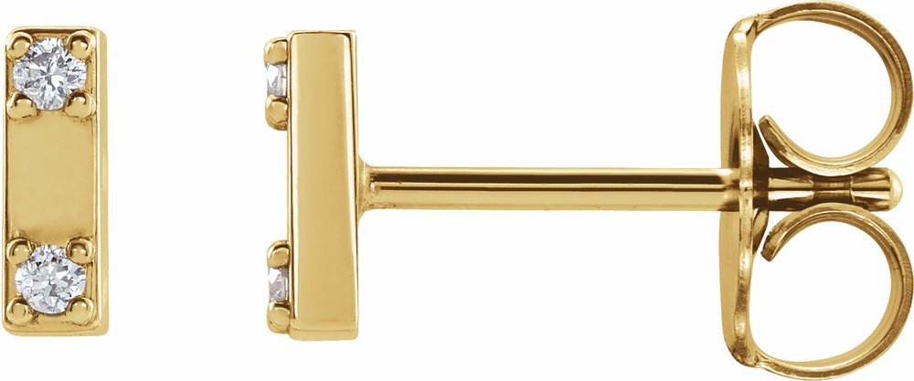 14K Yellow Gold .03 CTW Natural Diamond Two-Stone Bar Earrings