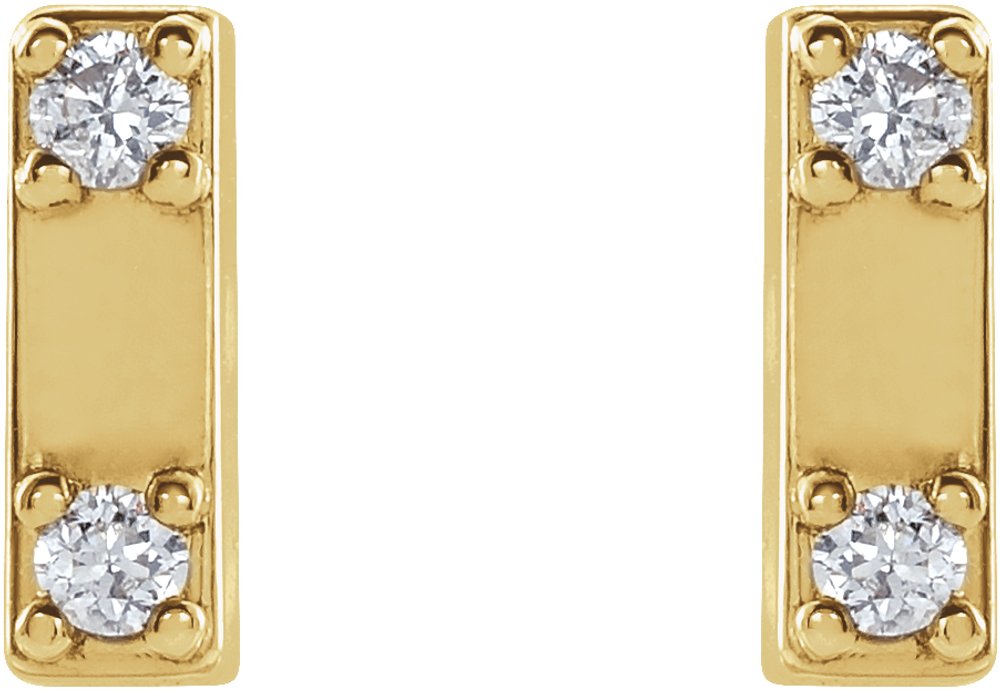 14K Yellow Gold .03 CTW Natural Diamond Two-Stone Bar Earrings
