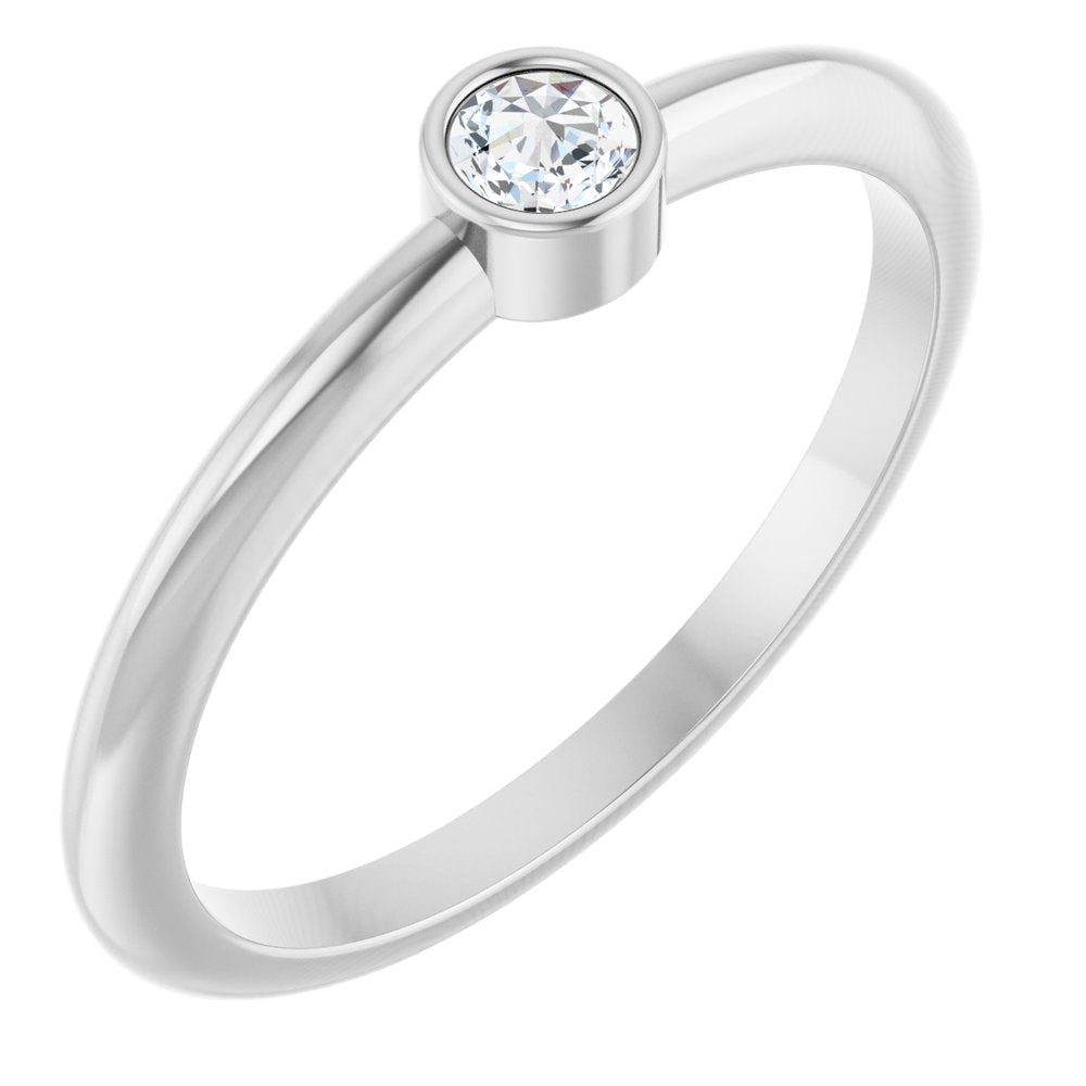14K Rose Gold 1/10 CT Rose-Cut Natural Diamond Stackable Ring