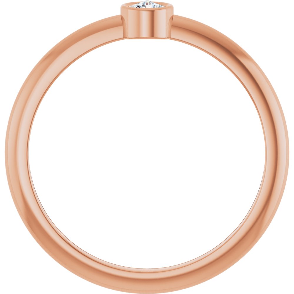 14K Rose Gold 1/10 CT Rose-Cut Natural Diamond Stackable Ring