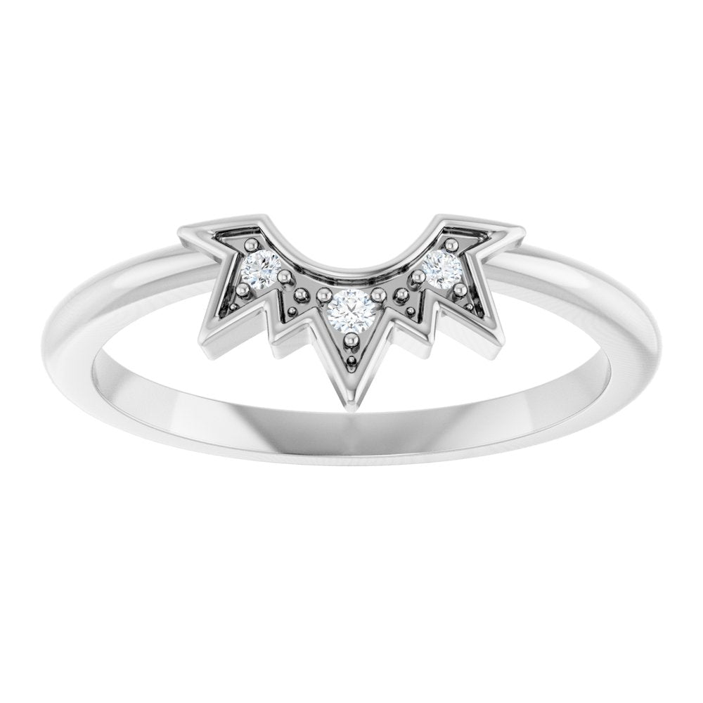 14K White Gold .03 CTW Natural Diamond Sunburst Contour Band
