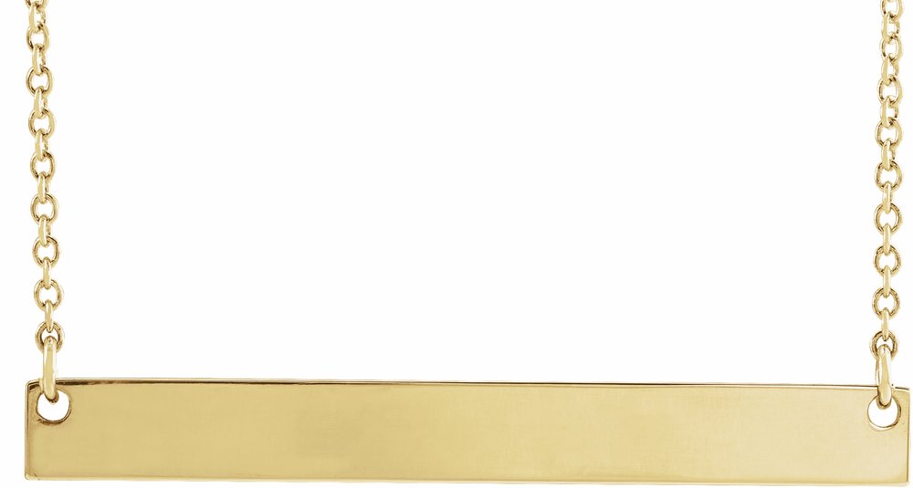 14K Yellow Gold Engravable Bar 18" Necklace