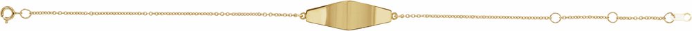 14K Yellow Gold Engravable Curved Bar 6 1/2-7 1/2" Bracelet