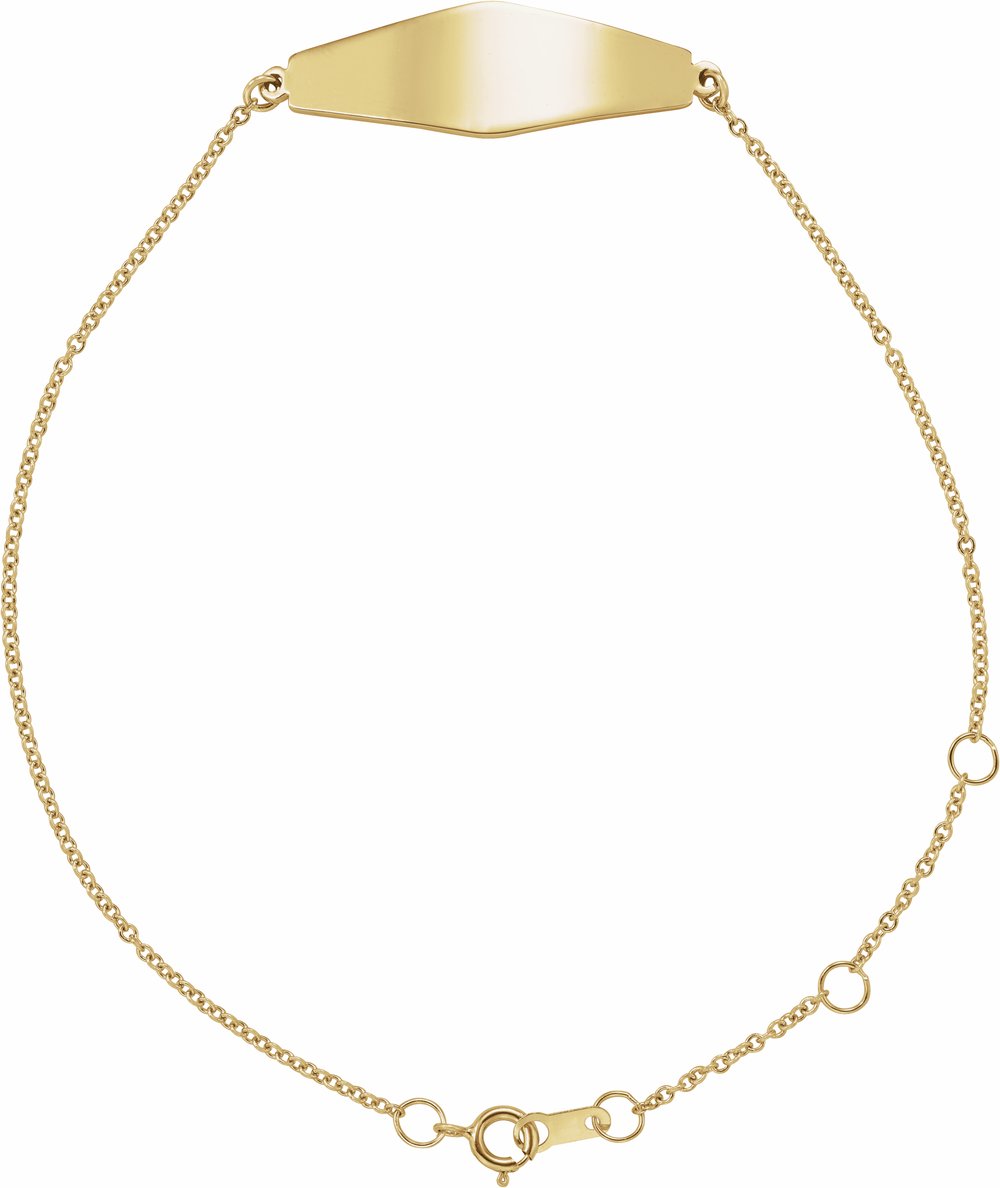 14K Yellow Gold Engravable Curved Bar 6 1/2-7 1/2" Bracelet