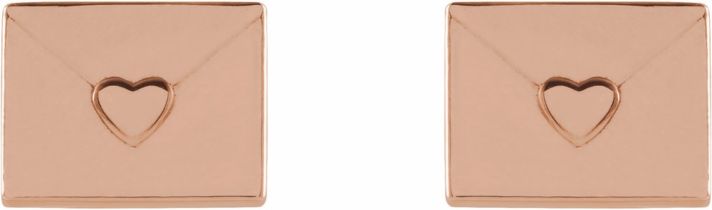 14K Rose Heart Envelope Earrings