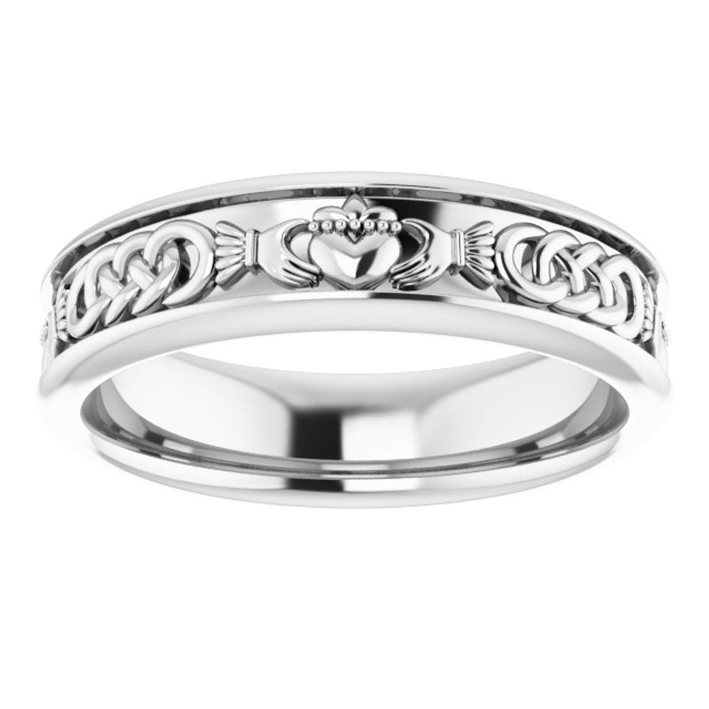 Continuum Sterling Silver Claddagh Band Sze 10