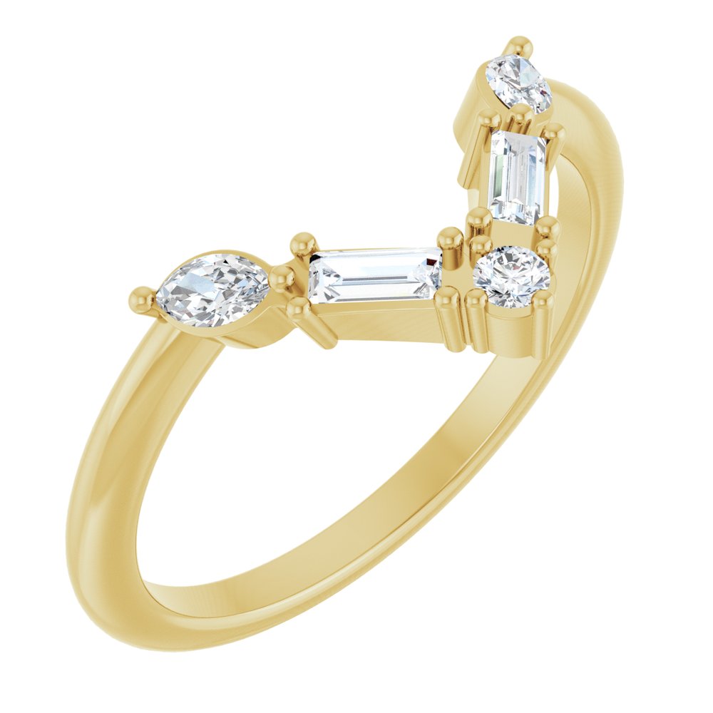 14K Yellow Gold 1/4 CTW Natural Diamond V Ring