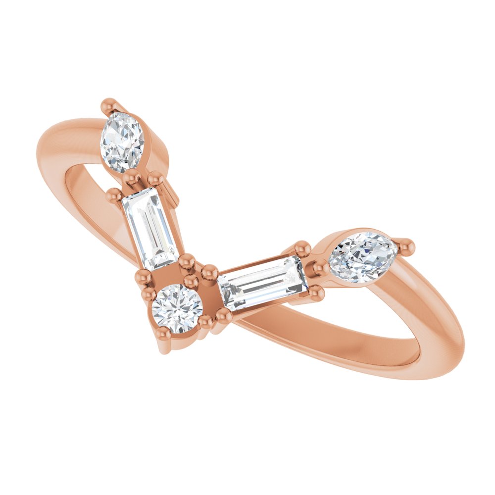 14K Rose Gold 1/4 CTW Natural Diamond V Ring