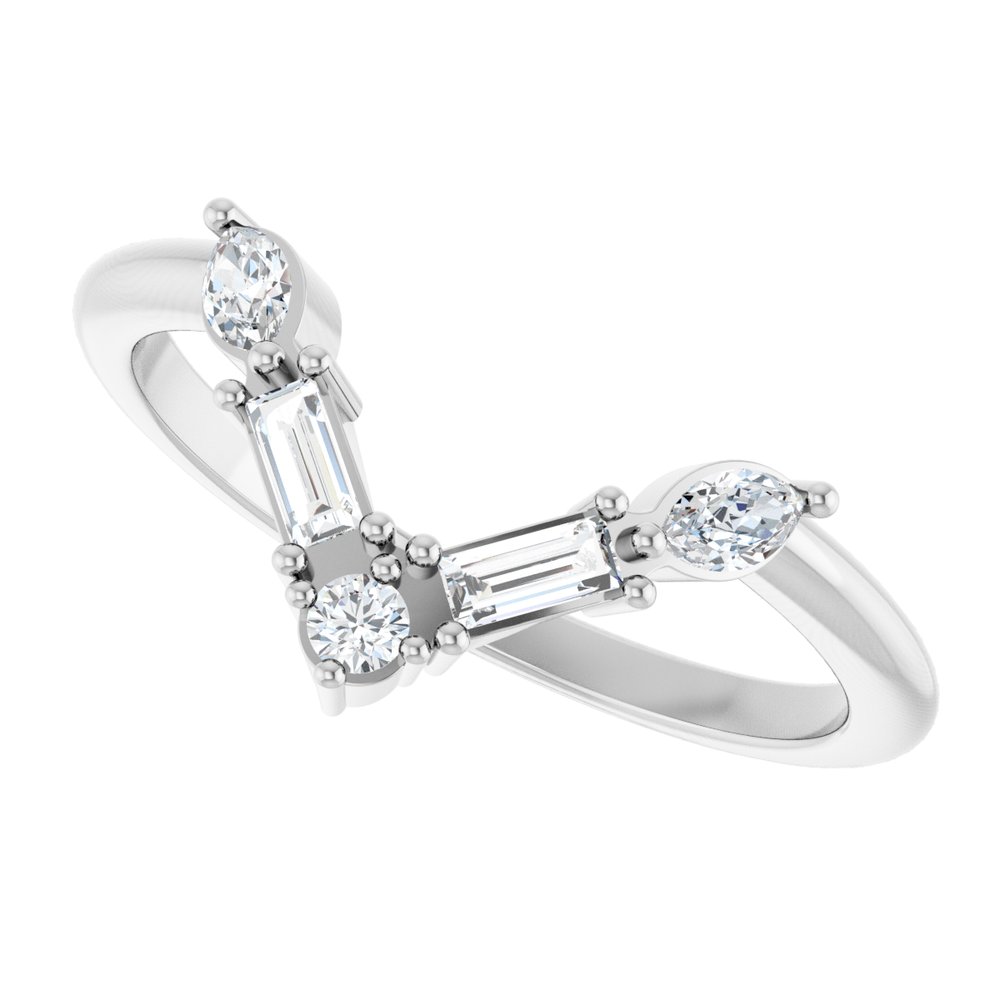 14K White Gold 1/4 CTW Lab-Grown Diamond V Ring