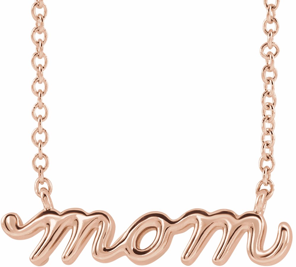 14K Rose Gold Petite Mom Script 18" Necklace