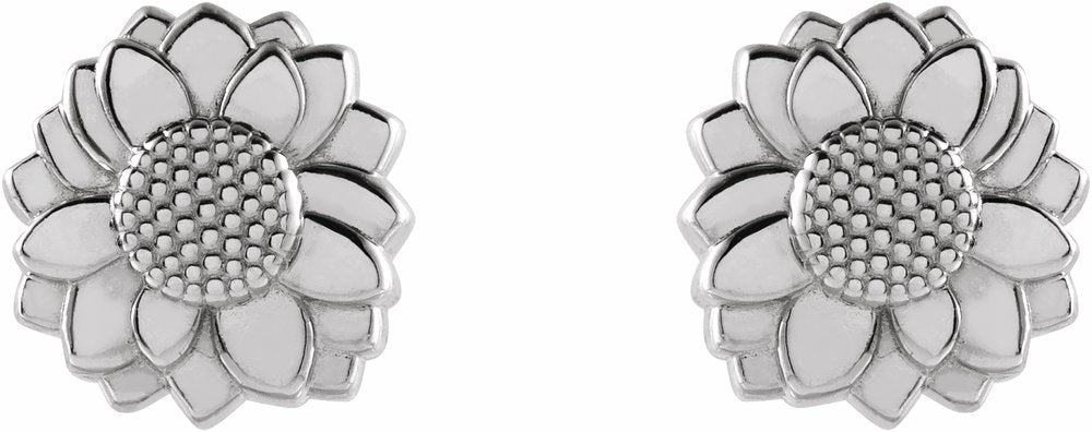 Sterling Silver Tiny Sunflower Earrings