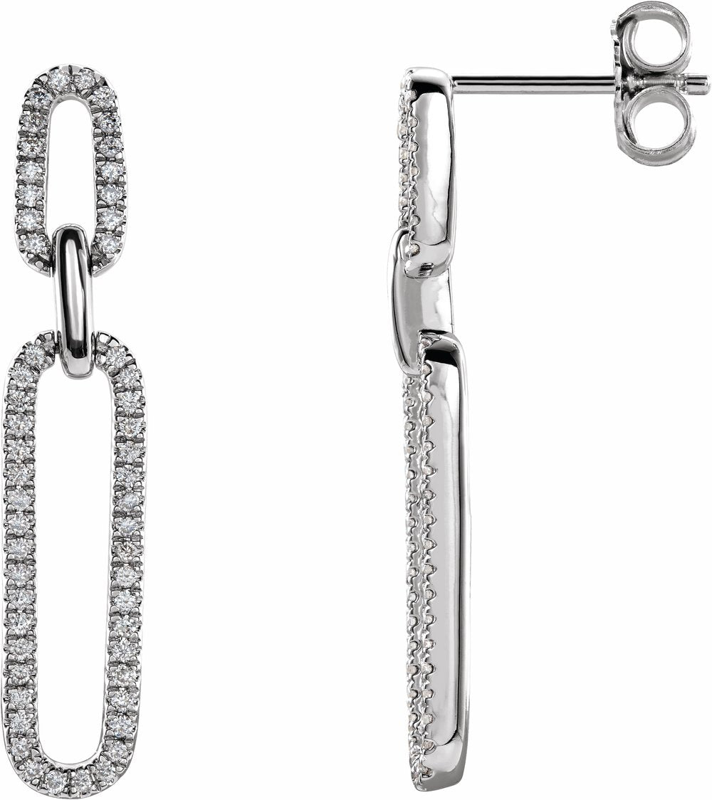 14K White Gold 1/3 CTW Natural Diamond Link Earrings