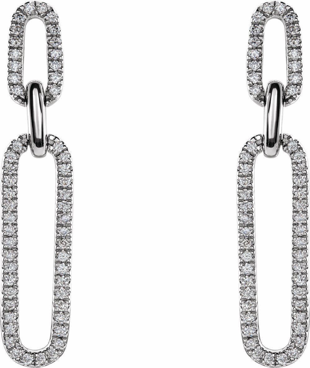 14K White Gold 1/3 CTW Natural Diamond Link Earrings