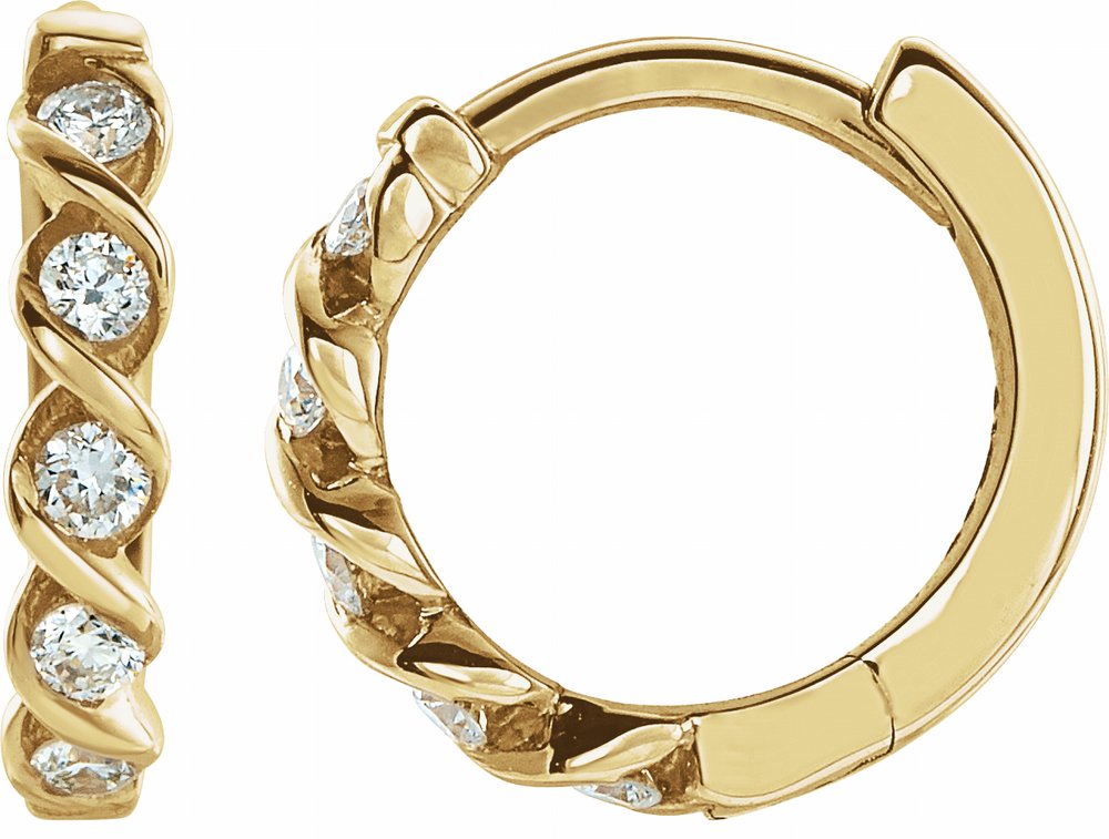 14K Yellow Gold 1/10 CTW Lab-Grown Diamond 9 mm Hoop Earrings