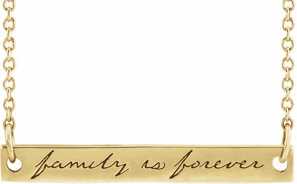 14K Yellow Gold Family is Forever Bar 16" Necklace