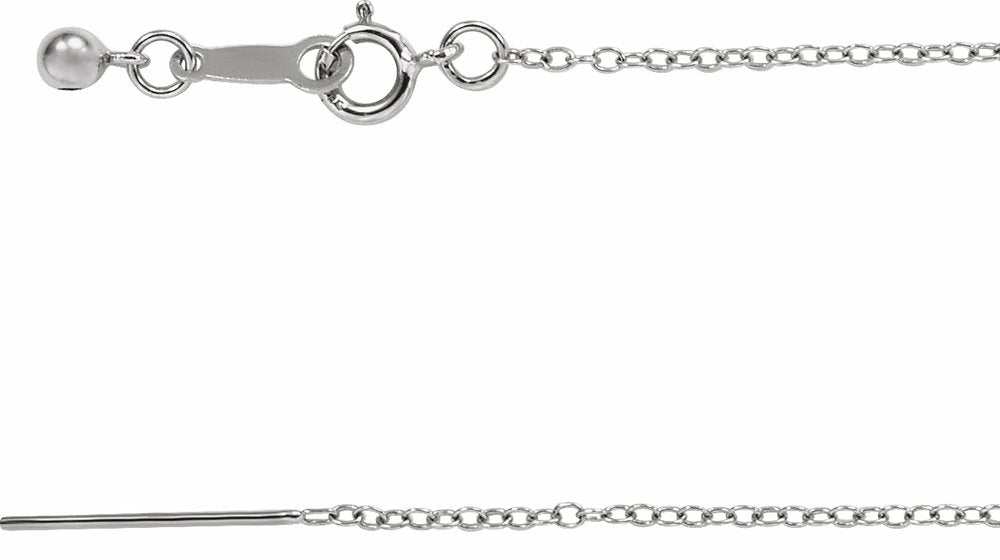 14K White Gold 1.1 mm Adjustable Threader Cable 16-22" Chain