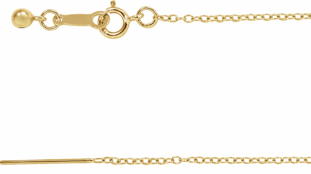 14K Yellow Gold 1.1 mm Adjustable Threader Cable 16-22" Chain