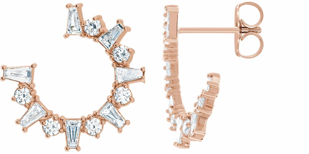 14K Rose Gold 1 CTW Natural Diamond Front-Facing Hoop Earrings