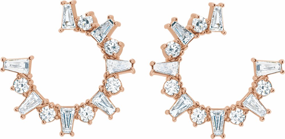 14K Rose Gold 1 CTW Natural Diamond Front-Facing Hoop Earrings