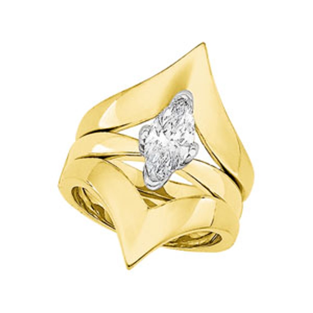14K Yellow V Ring Guard