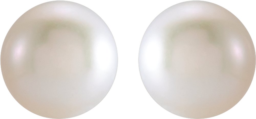 14K Yellow Gold 3 mm Cultured White Freshwater Pearl Earrings