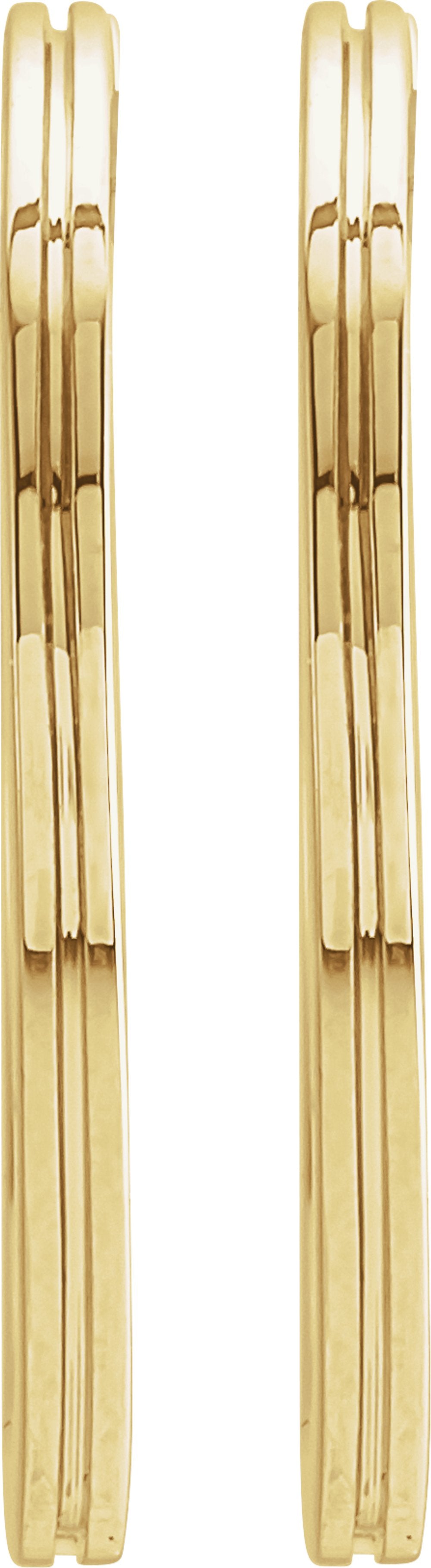14K Yellow Gold Grooved Hinged 20 mm Huggie Hoop Earrings