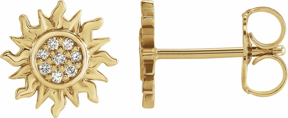 14K Yellow Gold .04 CTW Natural Diamond Sun Earrings