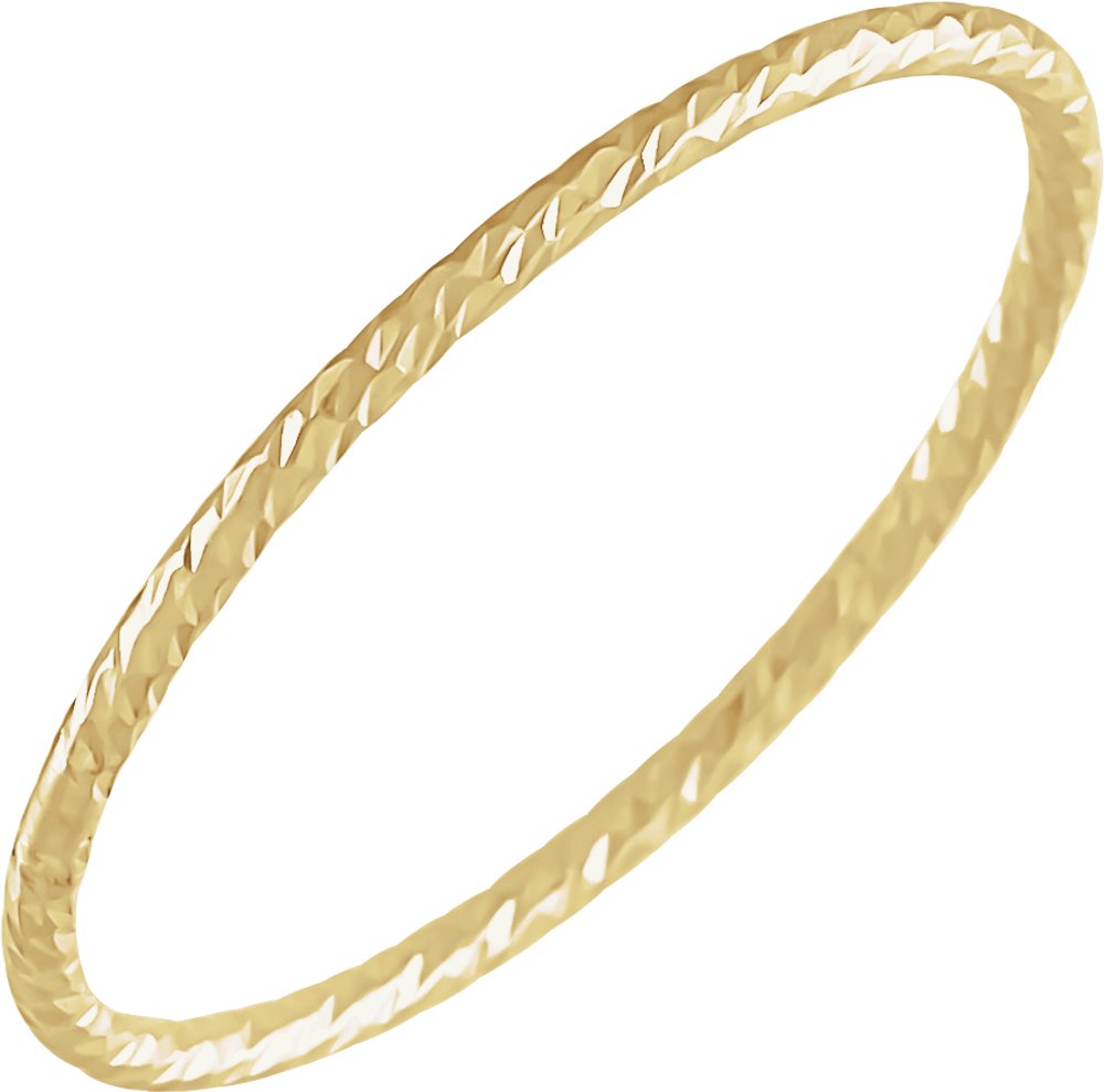 14K Yellow Gold Faceted Stackable Ring Size 7